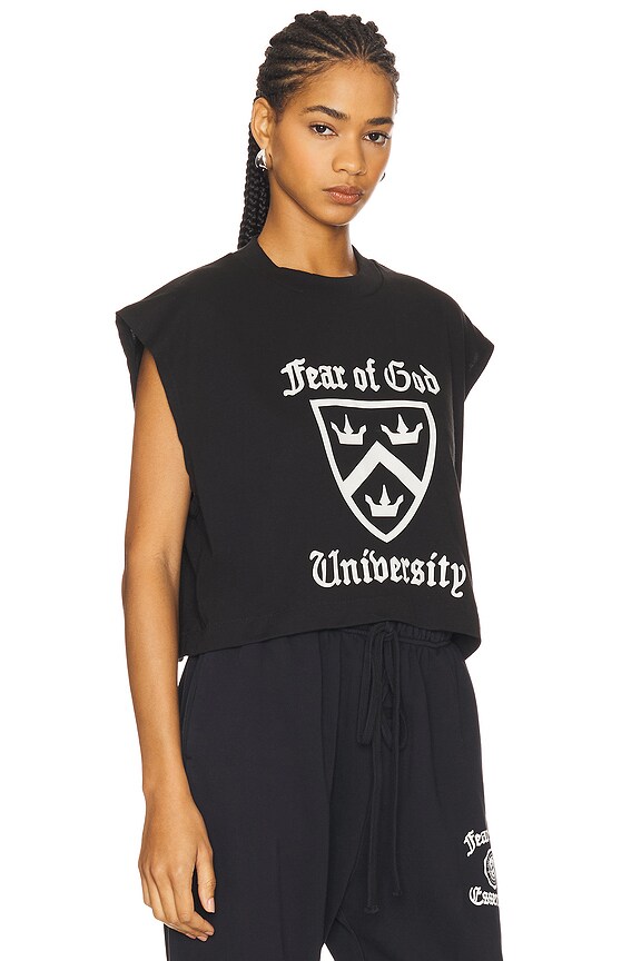 view 2 of 4 Cropped Muscle T-Shirt in Black