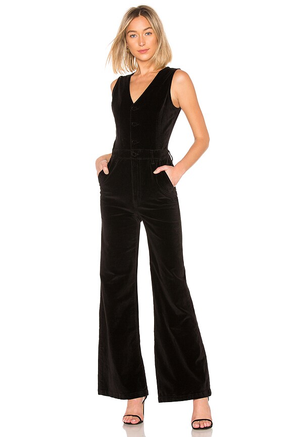 view 2 of 4 Velveteen Button Front Jumpsuit in Noir