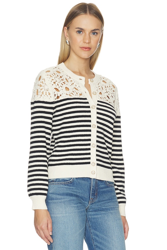 view 2 of 4 The Coastal Stripe Cardi in Cream Multi