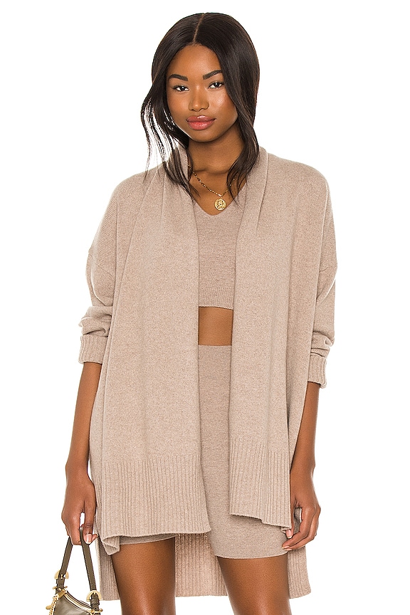 view 1 of 4 Cashmere Draped Cardigan in Mushroom