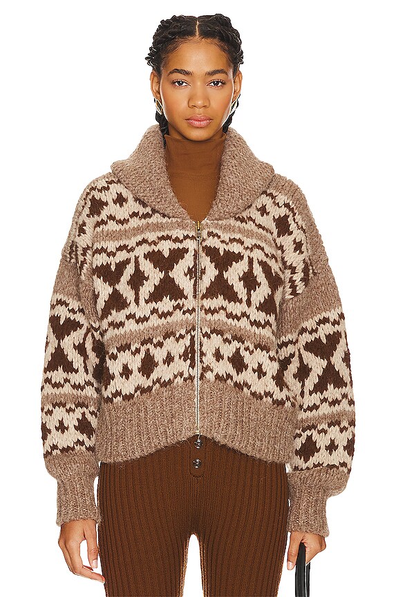 view 2 of 5 Fairisle Zip Sweater in Oatmeal Multi