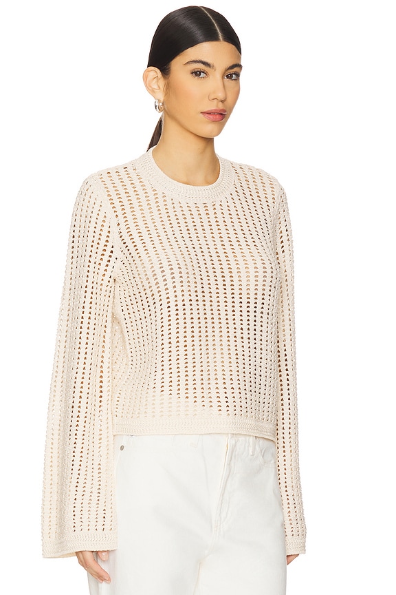 view 2 of 5 Crochet Bell Sweater in Alabaster