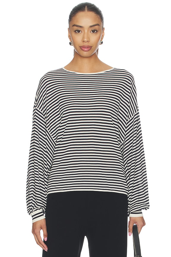 view 1 of 5 The Striped Slouchy Sweater in Cream Multi