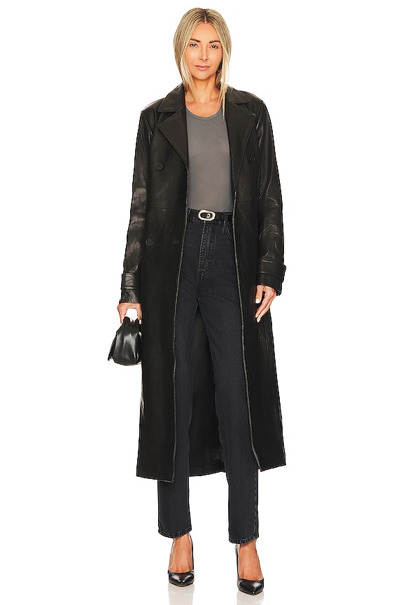 view 1 of 4 Leather Trench in Noir