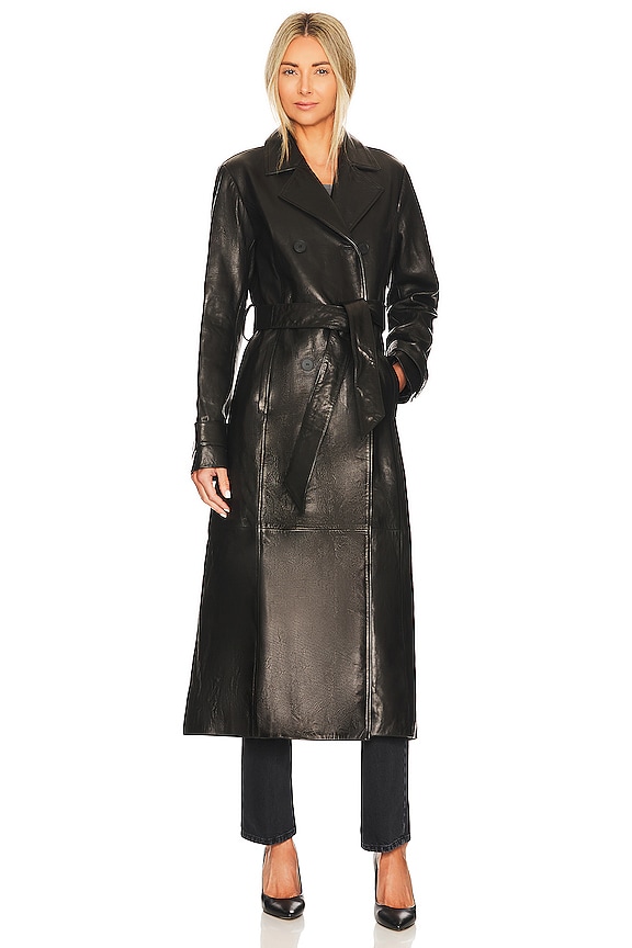 view 2 of 4 Leather Trench in Noir
