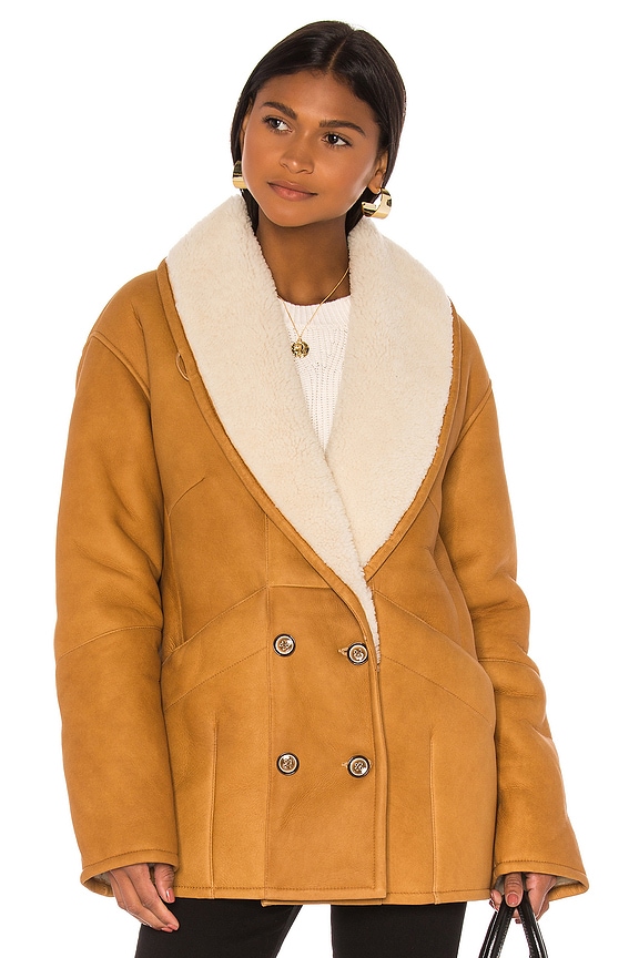 view 2 of 5 MANTEAU EN MOUTON RETOURNÉ COCOON in Golden Beige