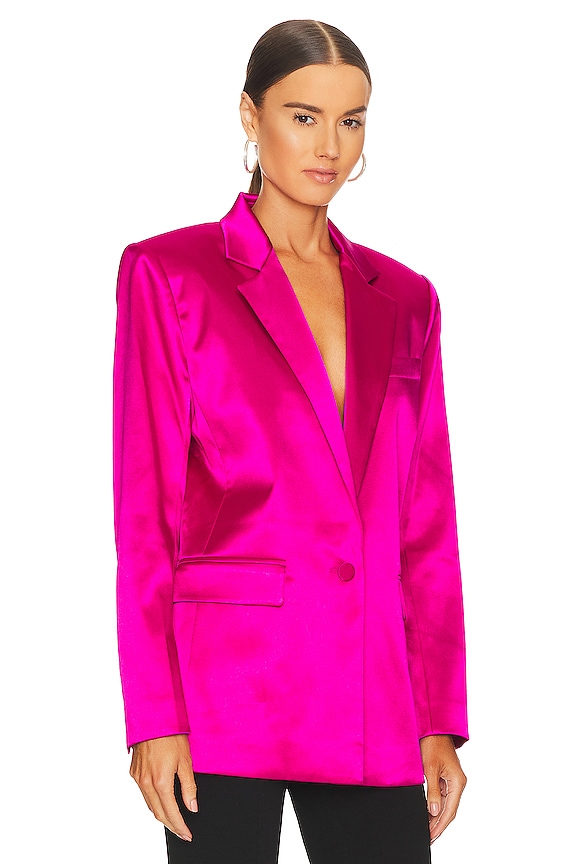 view 2 of 4 Strong Shoulder Blazer in Magenta