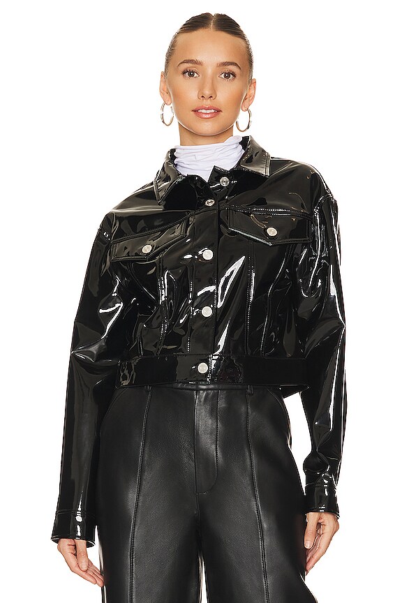 view 2 of 5 Cropped Oversized Jacket in Black Liquid