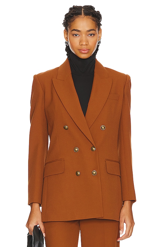 view 2 of 5 더블 브레스트 슬림 블레이저 in Tawny