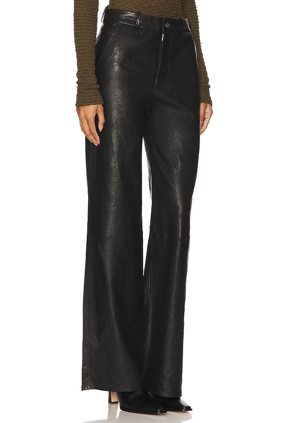 view 2 of 6 PANTALON RELAXED EN CUIR in Black