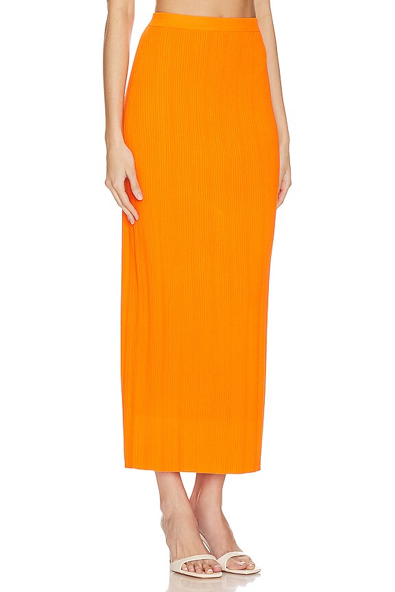 view 2 of 5 ЮБКА MIXED RIB CUTOUT in Bright Tangerine