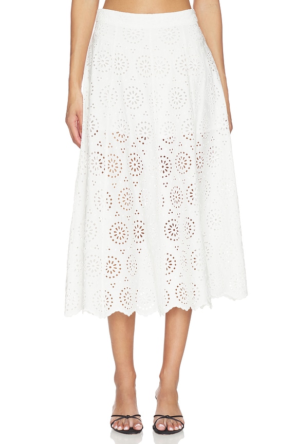 view 1 of 6 The Deco Eyelet Skirt in White