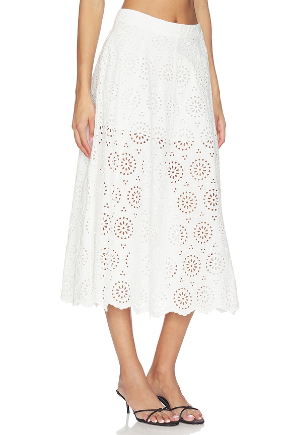 view 2 of 6 The Deco Eyelet Skirt in White