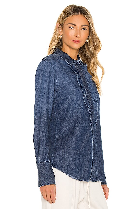 view 2 of 4 Ruffle Tux Top in Frame Blue