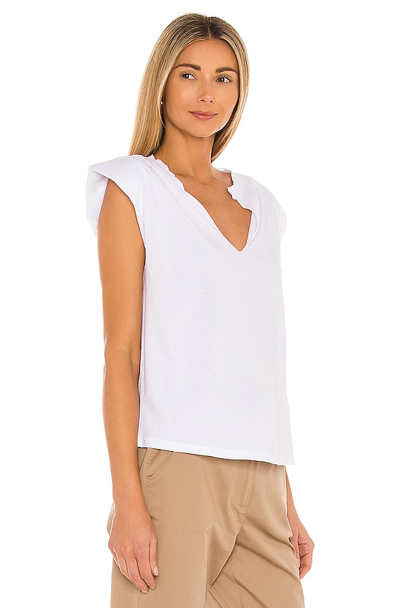 view 2 of 4 Padded Shoulder V Neck in Blanc