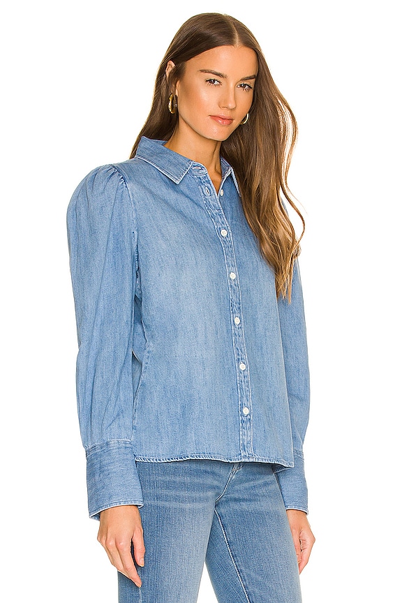 view 2 of 4 Voluminous Puff Sleeve Shirt in Light Wash