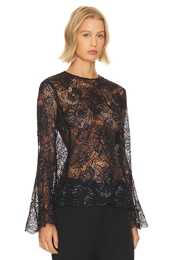 view 2 of 5 Flutter Sleeve Blouse in Black in BLK