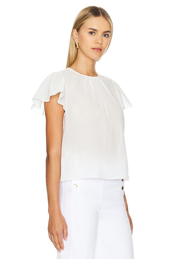 view 2 of 4 Ruffle Sleeve Blouse in White