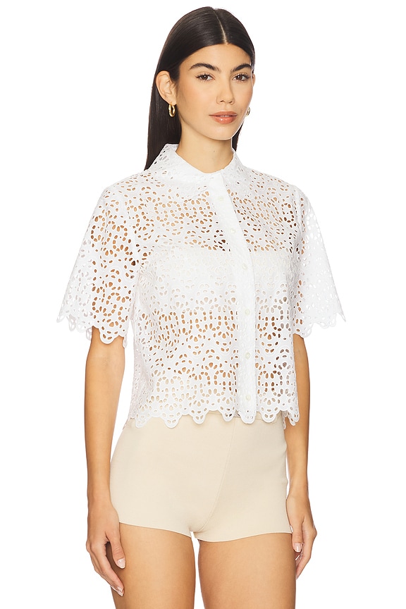 view 2 of 4 The Deco Eyelet Top in White