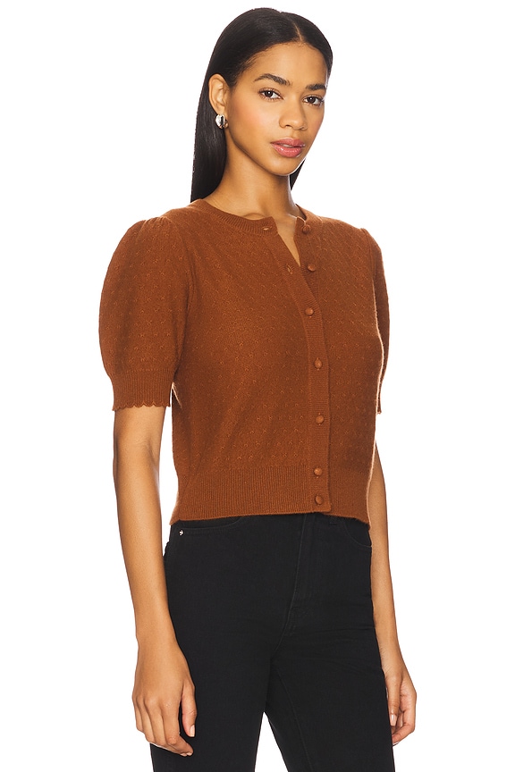 view 2 of 5 The Cashmere Pointelle Cardi in Chestnut Che