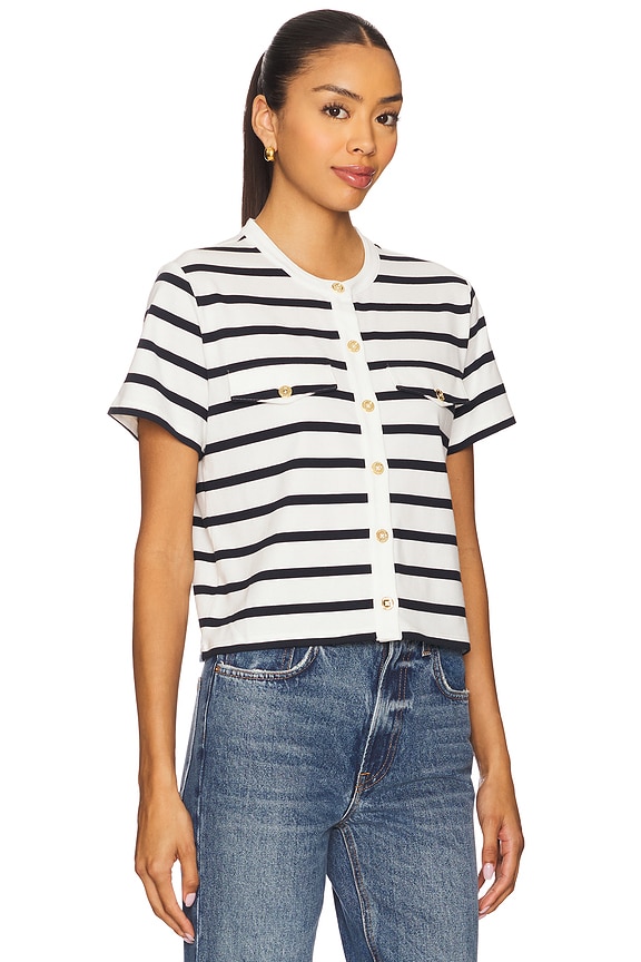 view 2 of 4 The Jersey Striped Top in Cream Multi