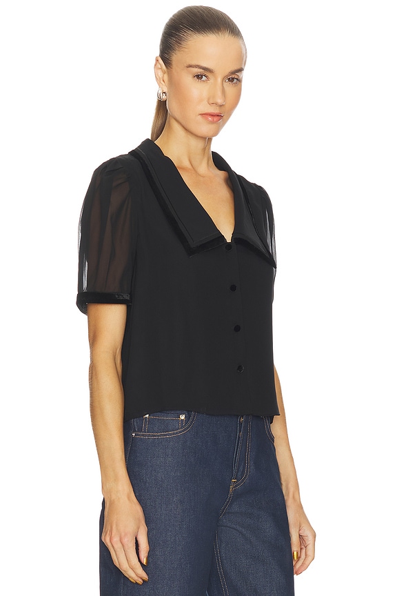 view 2 of 4 Velvet Trim Sailor Blouse in Black