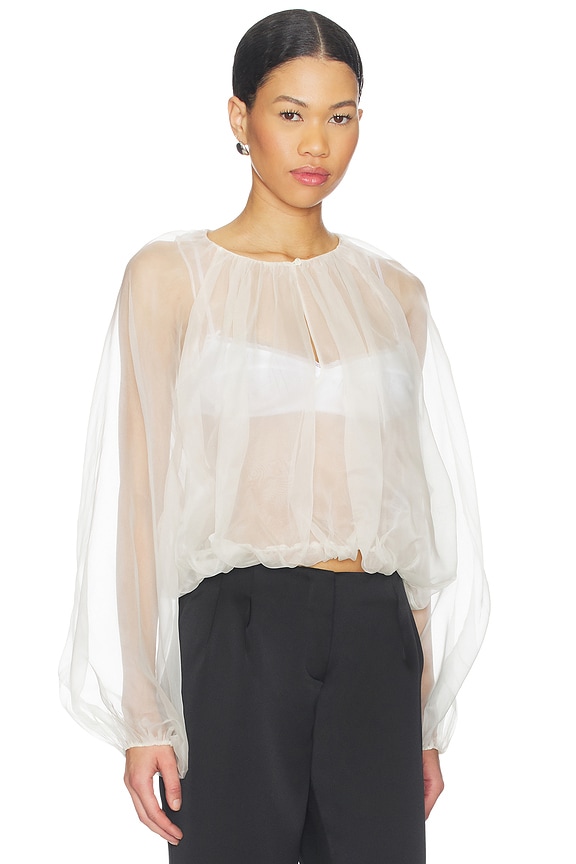 view 2 of 4 The Sheer Balloon Blouse in Cream