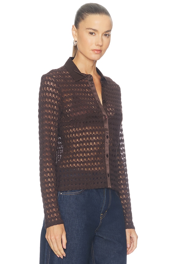 view 2 of 4 TOP BOUTONNÉ THE BUBBLE STITCH SHIRT in Chestnut