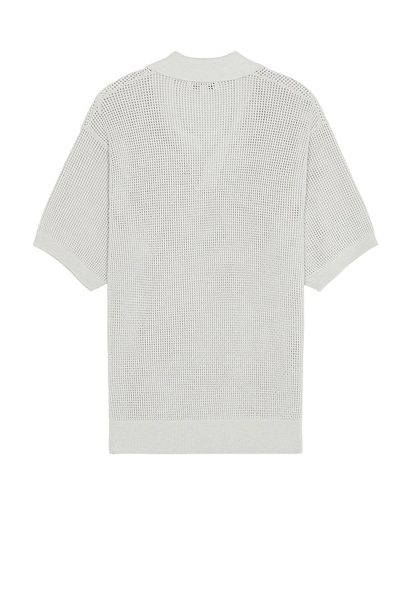 view 2 of 4 Open Weave Polo Sweater in Grey Blue