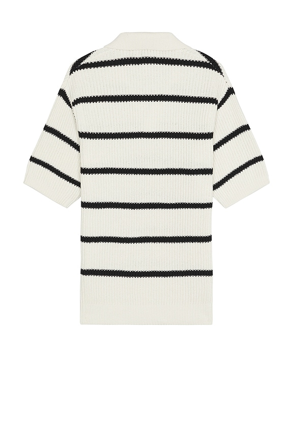 view 2 of 4 Striped Polo Sweater in Black Stripe