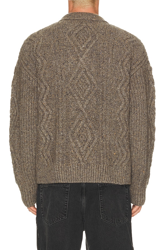 view 2 of 4 Cable Polo Sweater in Brown Olive