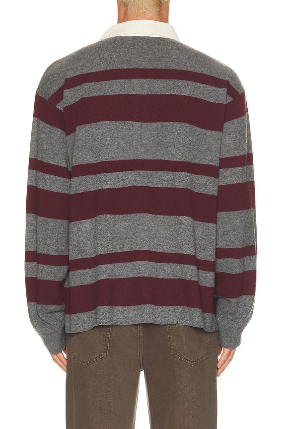 view 2 of 4 Rugby Sweater in Grey & Burgundy Stripe
