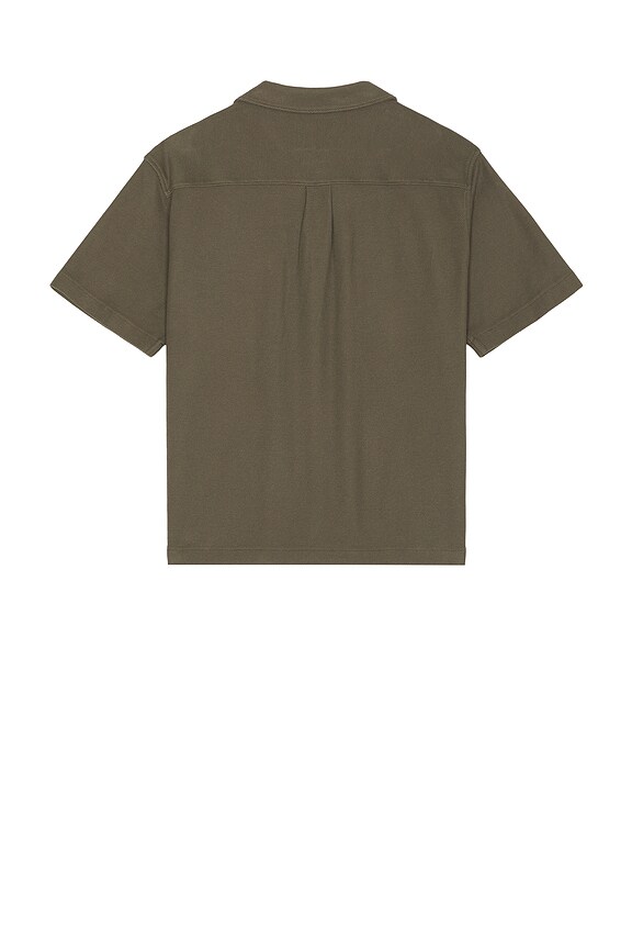 view 2 of 3 Jacquard Relaxed Camp Collared Shirt in Dark Sage