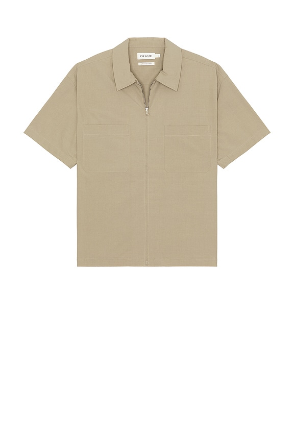 view 1 of 4 Light Poplin Zip Shirt in Smoky Mocha