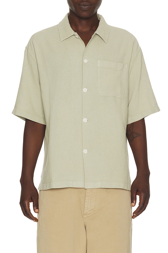 view 1 of 4 Open Weave Short Sleeve Shirt in Moss Green