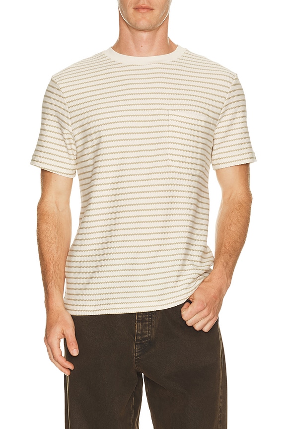 view 1 of 5 Ribbed Striped Tee in Natural Stripe