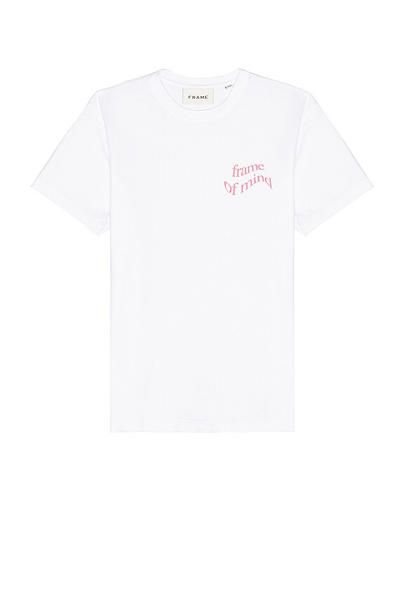 FRAME Graphic Tee in White & Pop Rose | REVOLVE