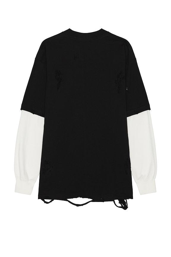 view 2 of 3 Distressed Thermal Long Sleeve T-Shirt in Black