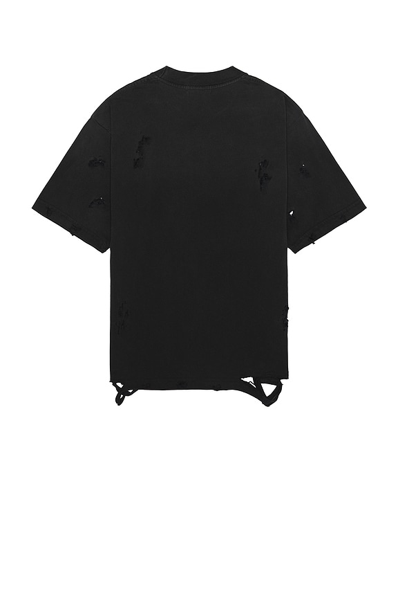 view 2 of 3 Washed Distressed Crop T-Shirt in Black