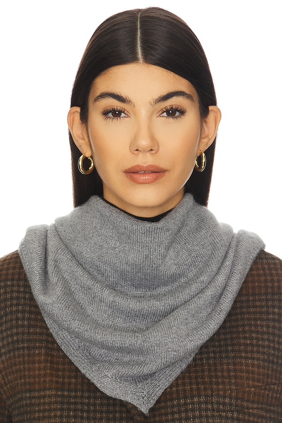 view 2 of 4 Fuzzy Triangle Scarf in Grey Heather