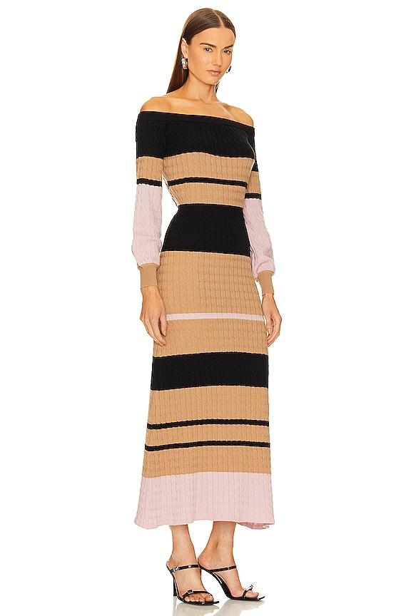 view 2 of 3 ROBE OFF SHOULDER in Multi Sand Stripe