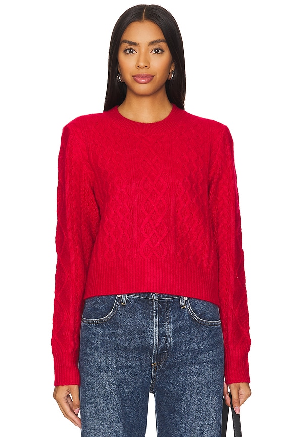view 2 of 5 The Cable Pullover Sweater in Haute Rouge