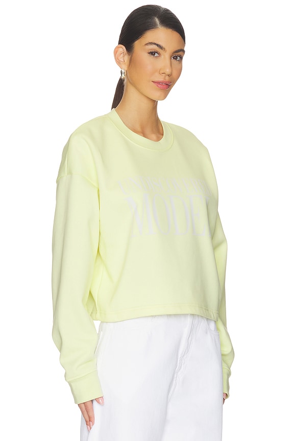 view 2 of 4 Cropped Undiscovered Model Sweater in Wax Yellow & White