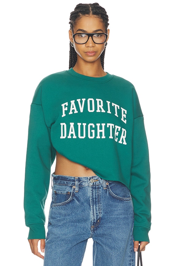 view 1 of 4 The Cropped Collegiate Sweatshirt in Emerald & Off White