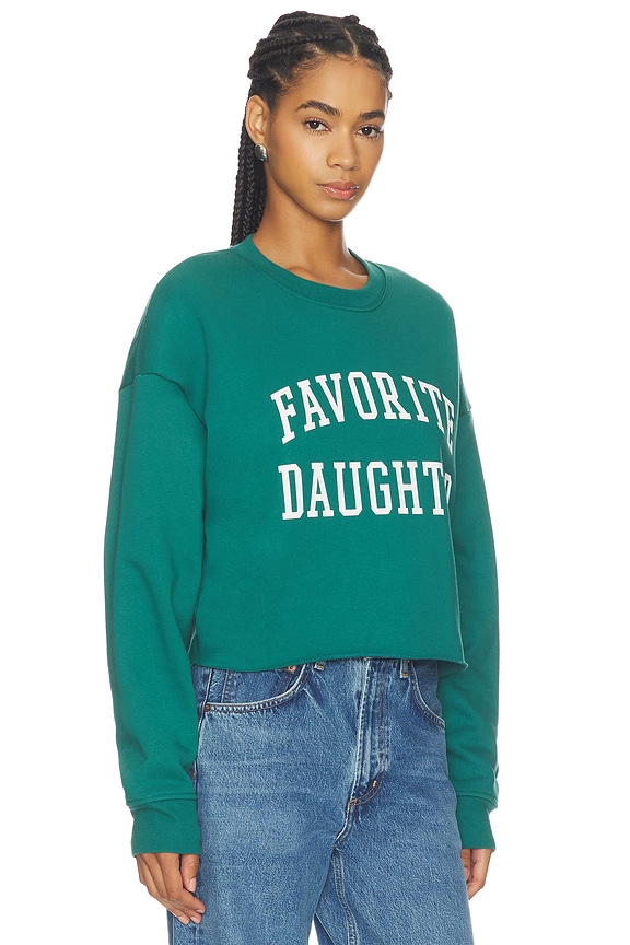 view 2 of 4 The Cropped Collegiate Sweatshirt in Emerald & Off White
