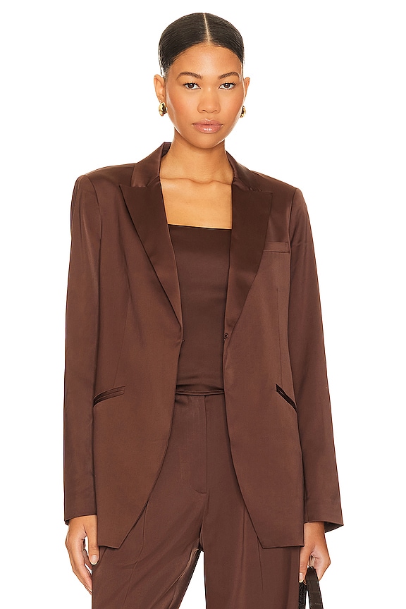 view 1 of 5 BLAZER EN SATIN in Coffee
