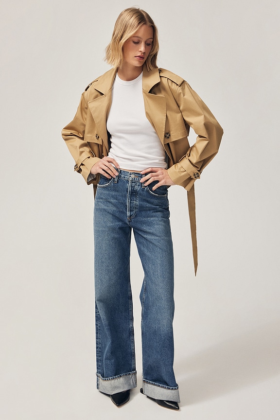 view 2 of 8 The Cropped Charles Trench Coat in Sand