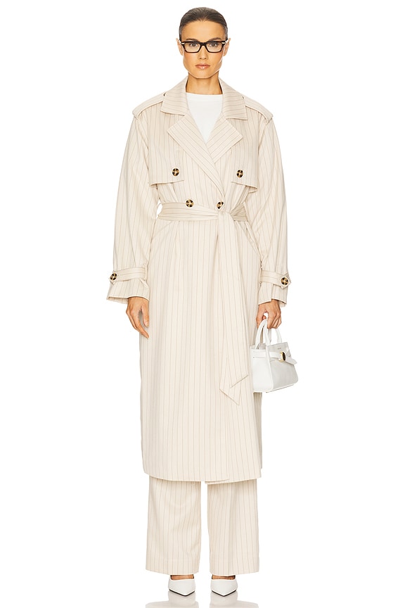 view 2 of 5 CHARLES トレンチ in Warm Sand Pinstripe