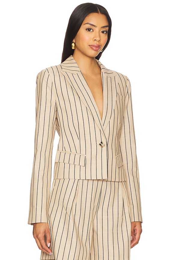 view 2 of 5 The Miranda Blazer in Beige & Navy Stripe