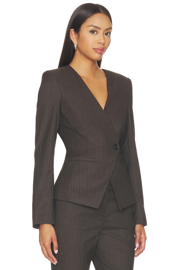 view 2 of 5 The Crosby Blazer in Espresso Pinstripe